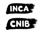 Logo de l’INCA Le logo de l’Institut national canadien pour les aveugles (INCA). Une tache noire contenant des lettres blanches épelant le mot « INCA ».