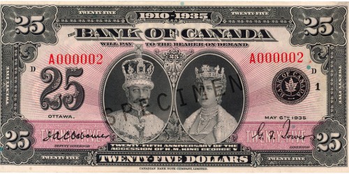 Front of $25 Commemorative Note (1935)