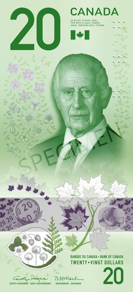 Éléments de sécurité du billet de 20 $ vertical Éléments de sécurité du billet de 20 $ vertical